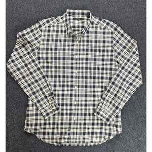 Theory Dress Shirt Blue White‎ Plaid Button Up Long Sleeve Mens Size XL
